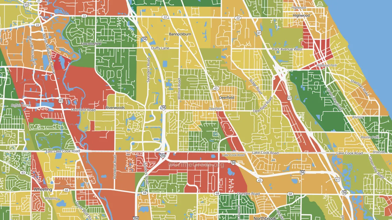 Deerfield, IL Map of Theft Rates