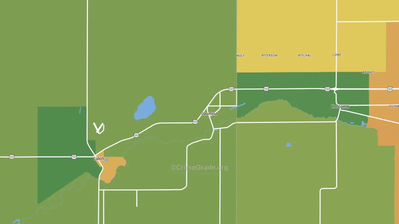 Deerfield, KS Map of Theft Rates