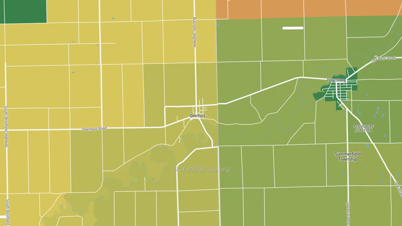 Deerfield, MI Map of Theft Rates
