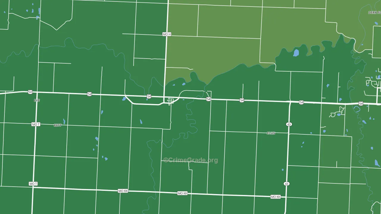 Deerfield, MO Map of Theft Rates