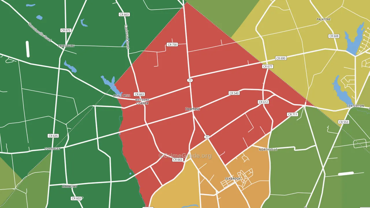 Deerfield Street, NJ Map of Theft Rates