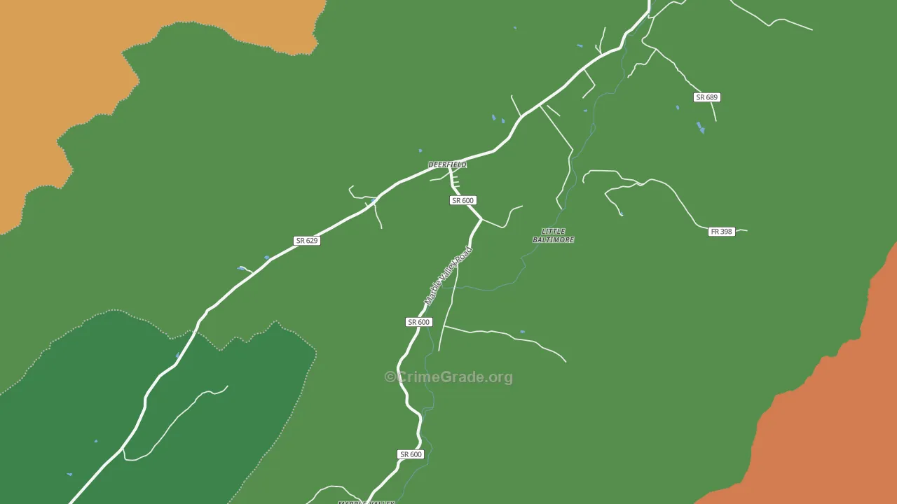 Deerfield, VA Map of Theft Rates