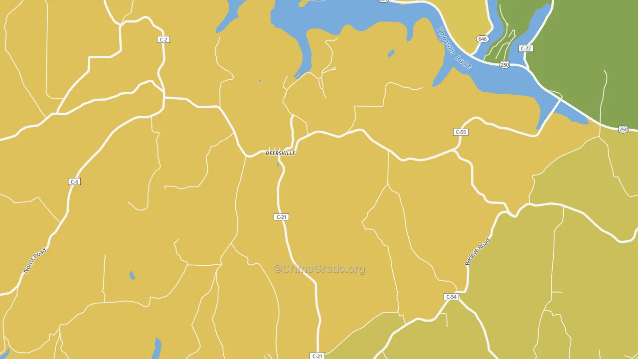 Deersville, OH Map of Theft Rates