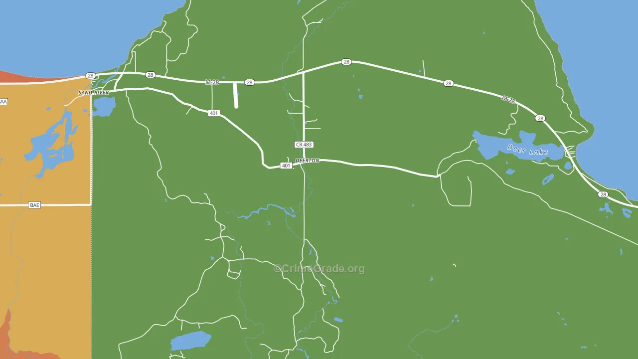 Deerton, MI Map of Theft Rates
