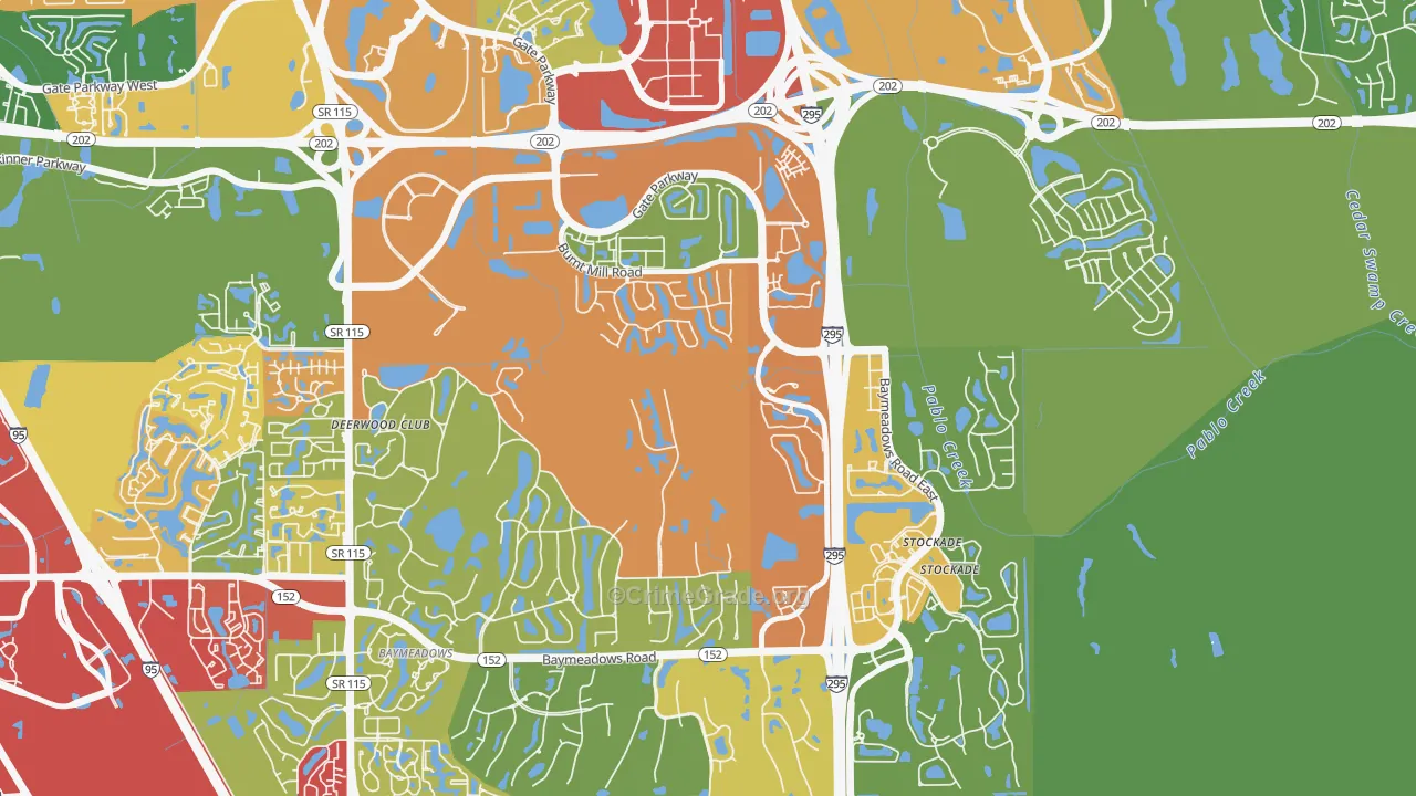 Deerwood, Jacksonville, FL Map of Theft Rates