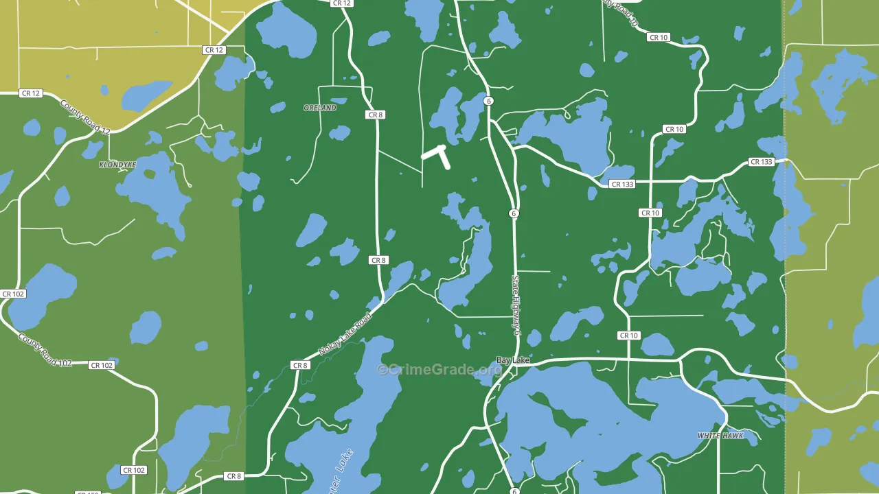 Deerwood, MN Map of Theft Rates