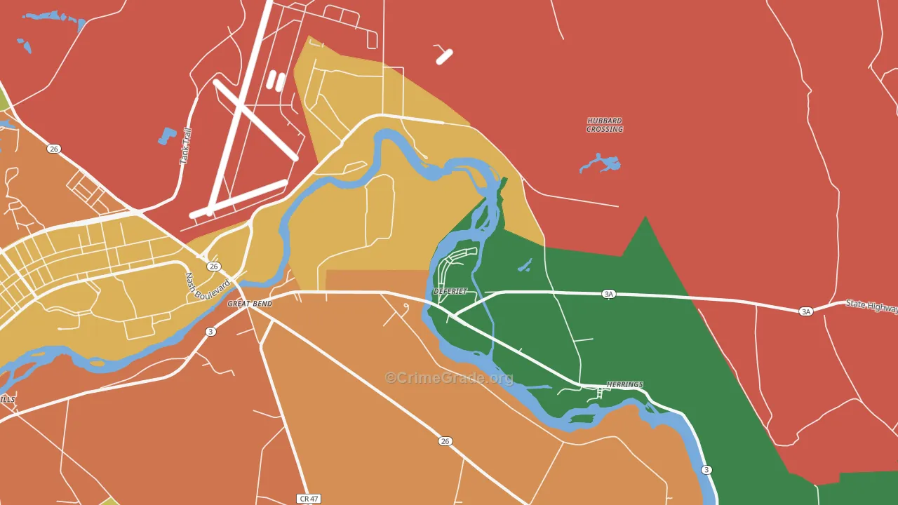 Deferiet, NY Map of Theft Rates