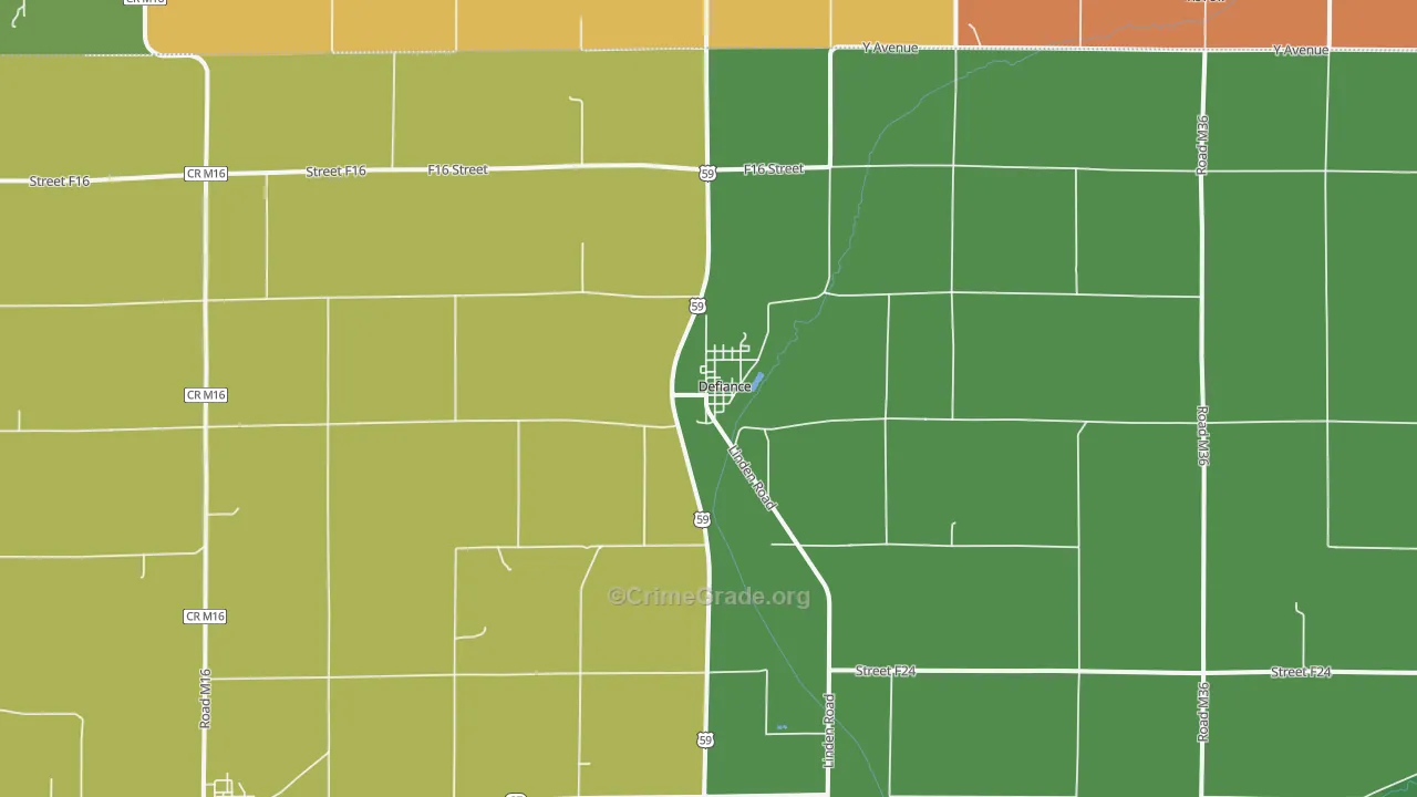 Defiance, IA Map of Theft Rates