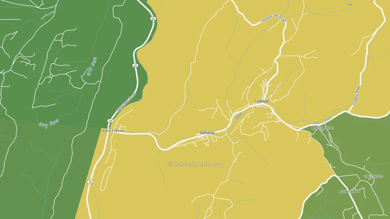 Defiance, PA Map of Theft Rates