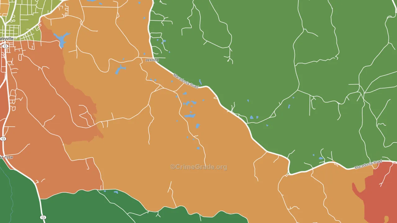 DeFoor, AL Map of Theft Rates