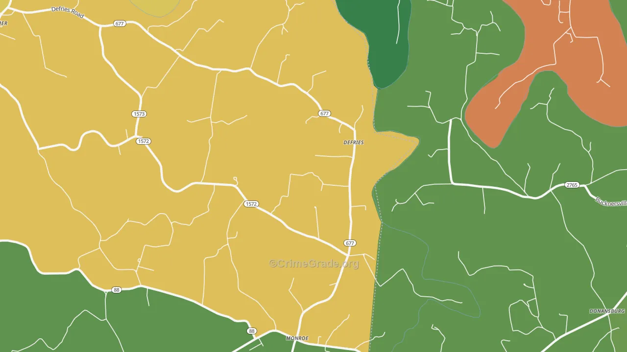 Defries, KY Map of Theft Rates