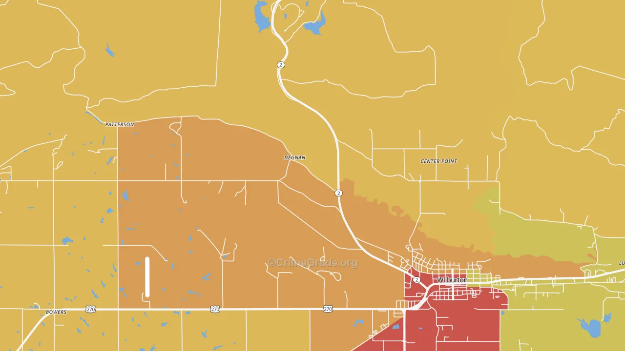 Degnan, OK Map of Theft Rates