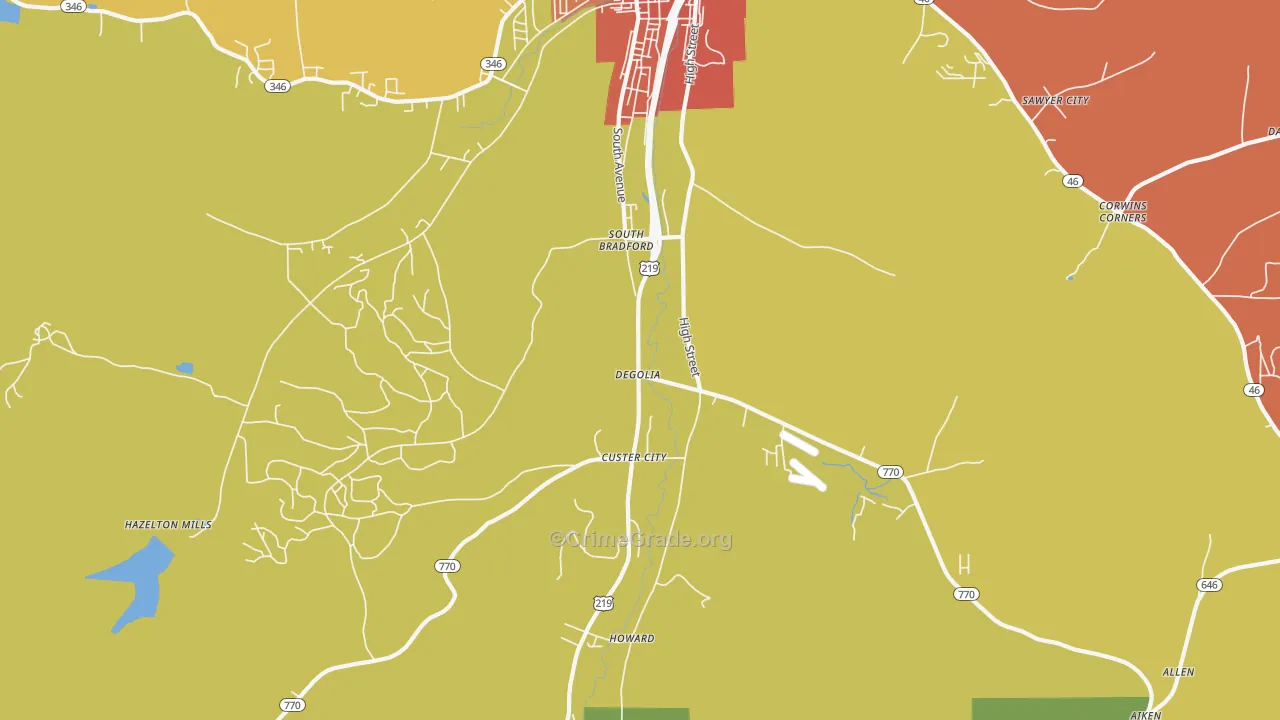 Degolia, PA Map of Theft Rates