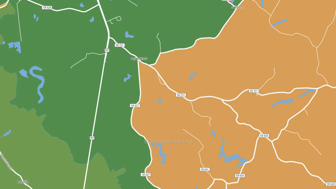 DeJarnett, VA Map of Theft Rates