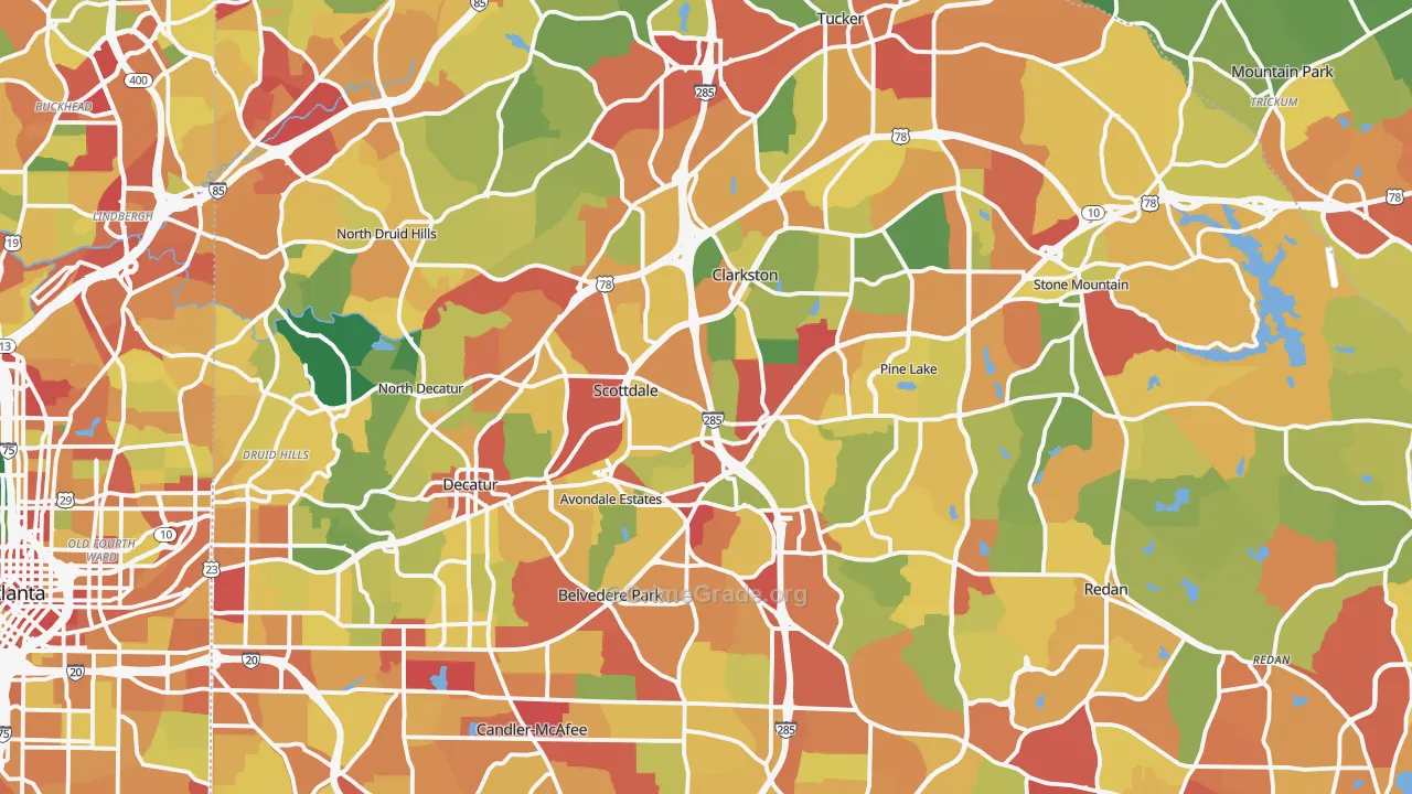 DeKalb County, GA Map of Theft Rates