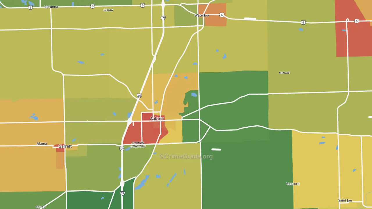 DeKalb County, IN Map of Theft Rates