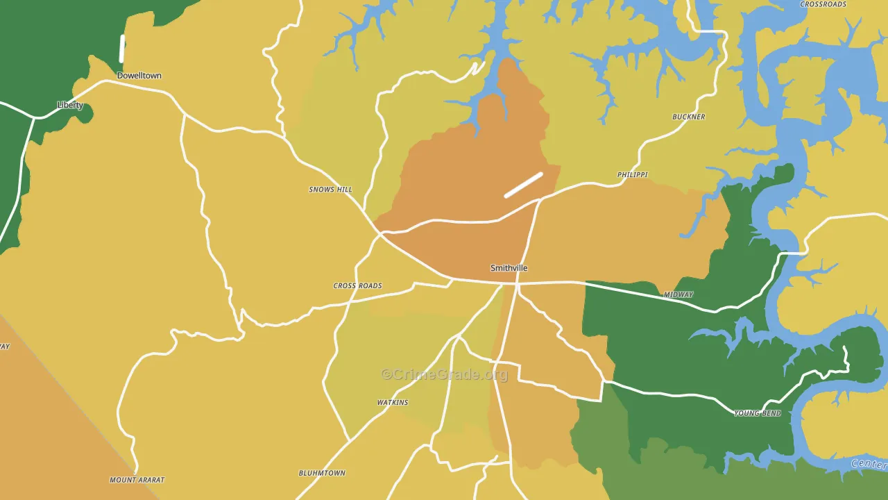 DeKalb County, TN Map of Theft Rates