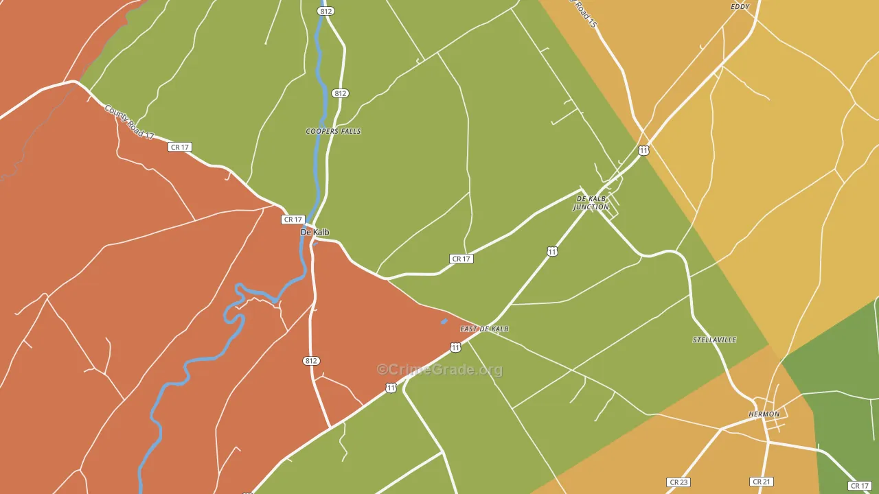 DeKalb Junction, NY Map of Theft Rates