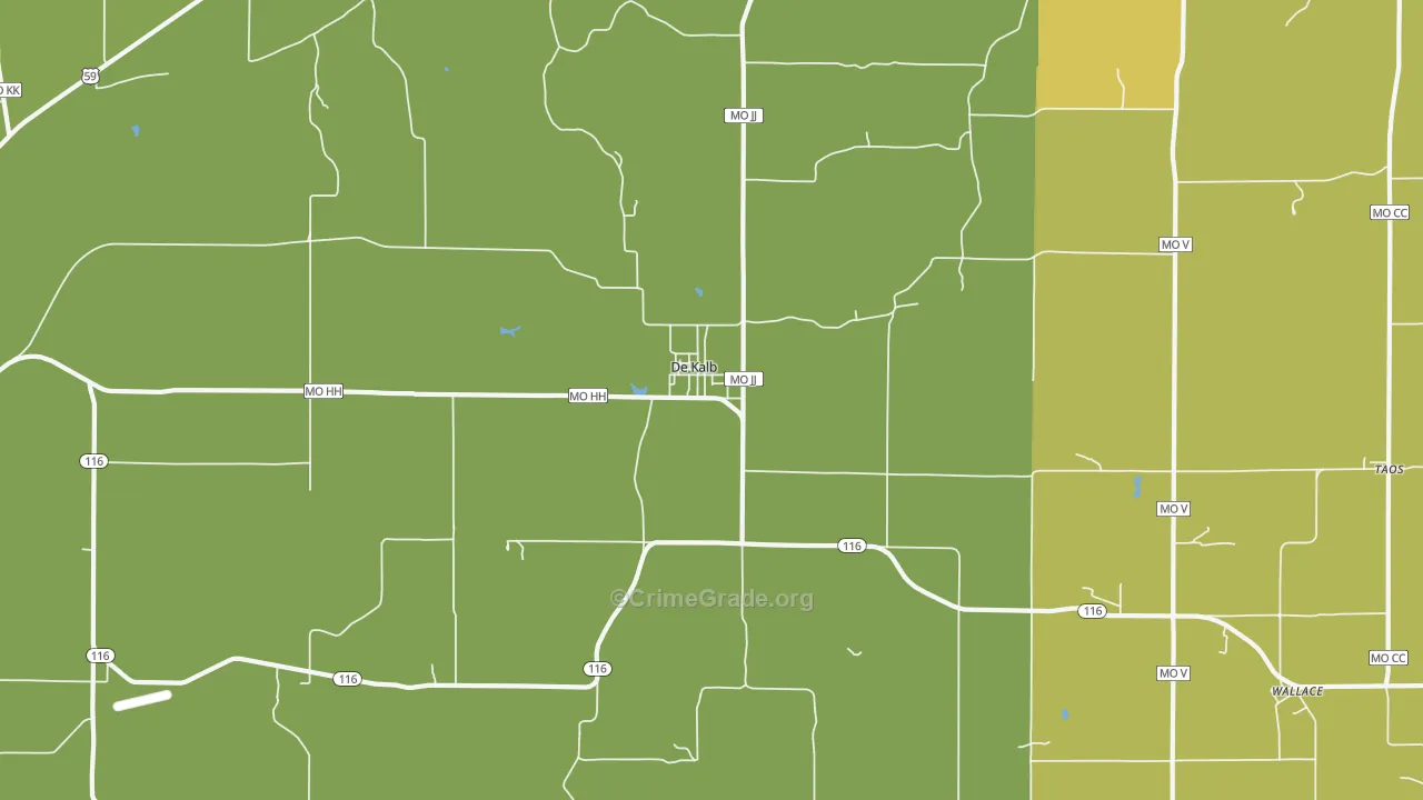 DeKalb, MO Map of Theft Rates