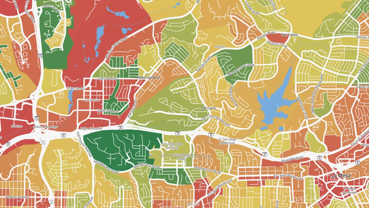 Del Cerro, San Diego, CA Map of Theft Rates
