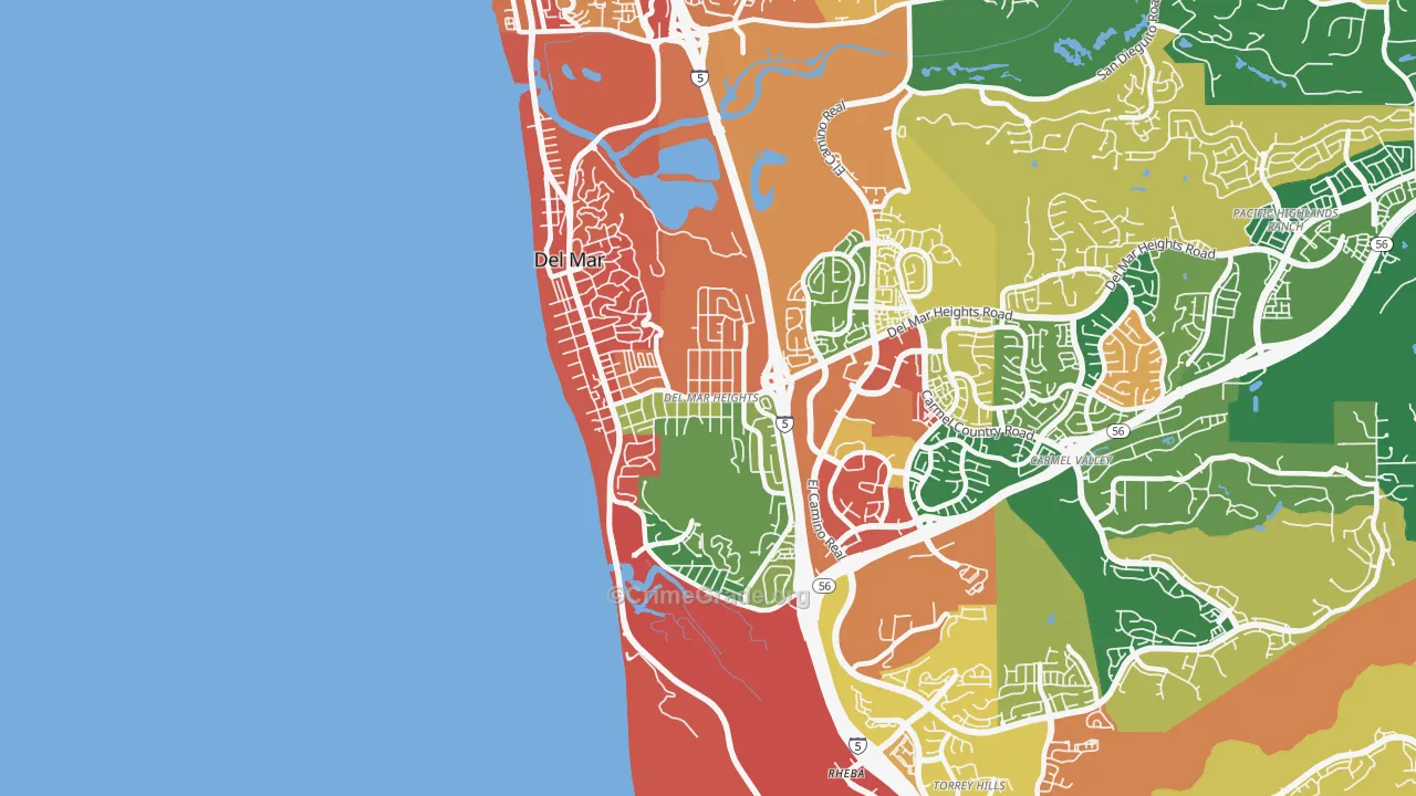 Del Mar Heights, Del Mar, CA Map of Theft Rates