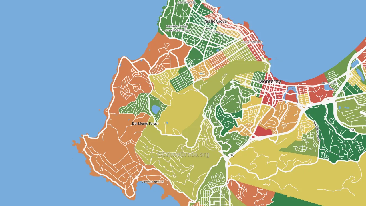Del Monte Forest, CA Map of Theft Rates