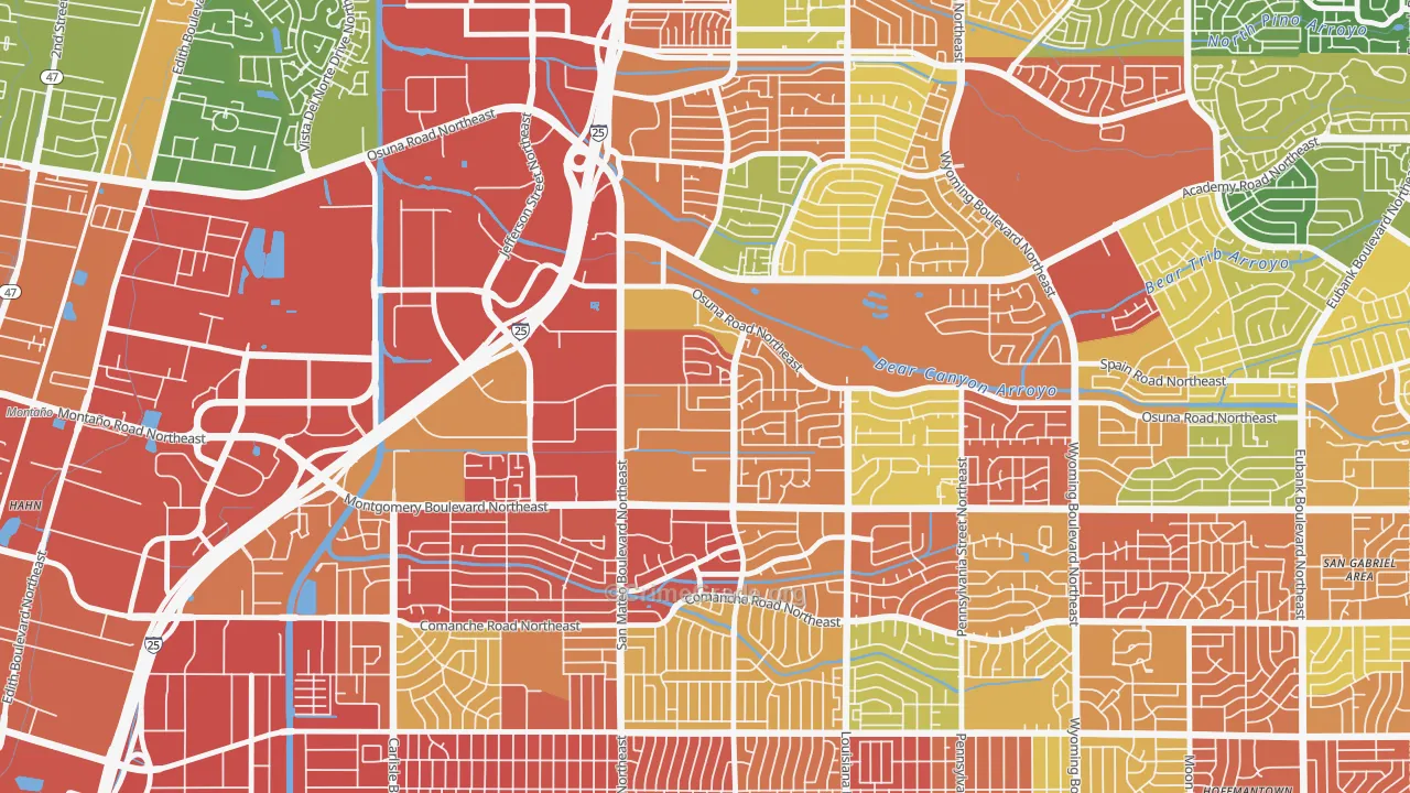 Del Norte, Albuquerque, NM Map of Theft Rates