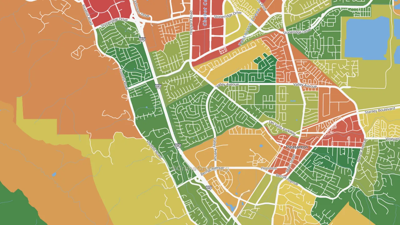 Del Prado, Pleasanton, CA Map of Theft Rates
