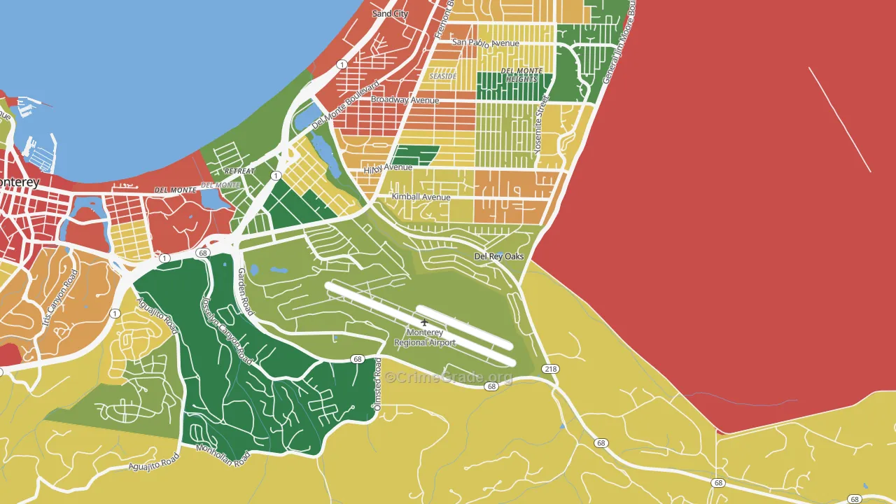 Del Rey Oaks, CA Map of Theft Rates