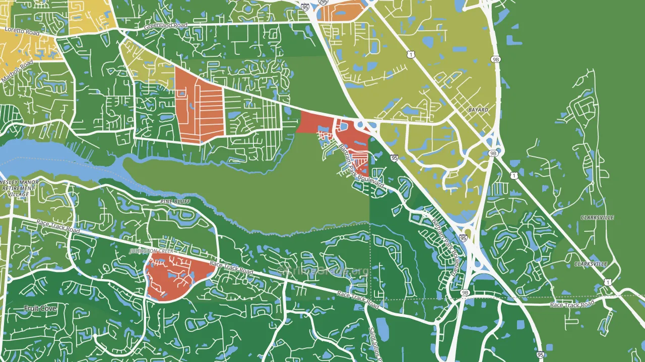 Del Rio, Jacksonville, FL Map of Theft Rates