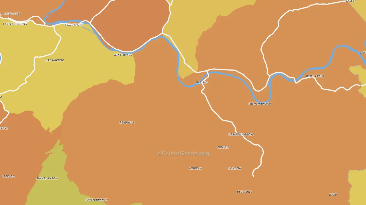 Del Rio, TN Map of Theft Rates