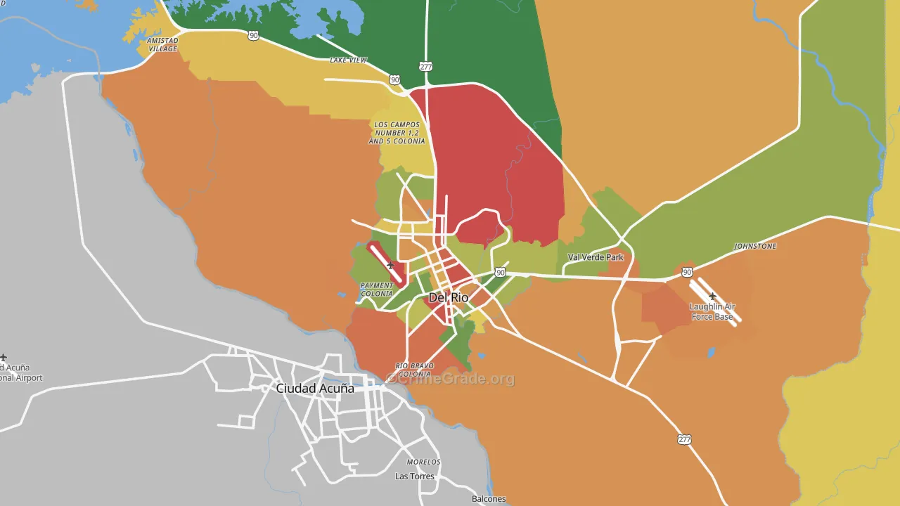 Del Rio, TX Map of Theft Rates