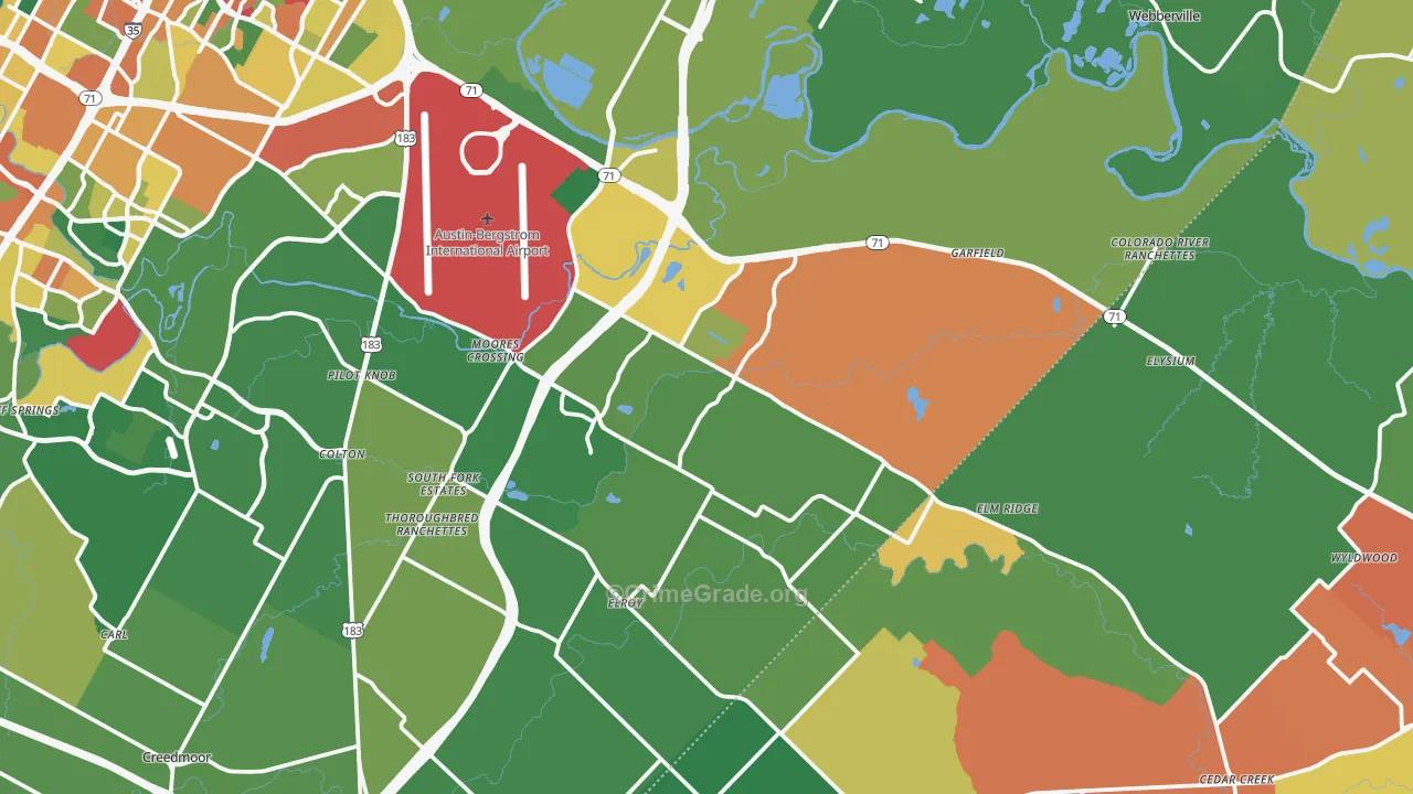 Del Valle, TX Map of Theft Rates