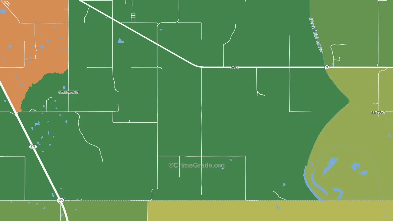 Dela, OK Map of Theft Rates