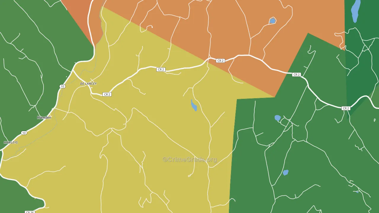 DeLancey, NY Map of Theft Rates