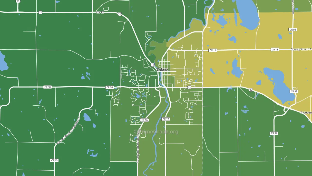 Delano, MN Map of Theft Rates