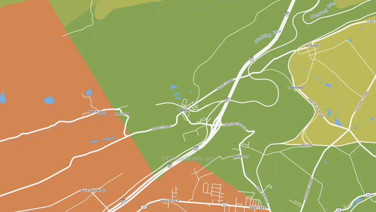 Delano, PA Map of Theft Rates