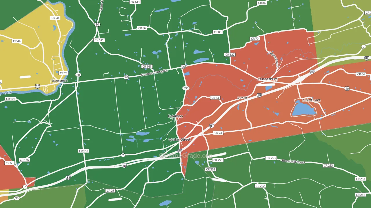 Delanson, NY Map of Theft Rates