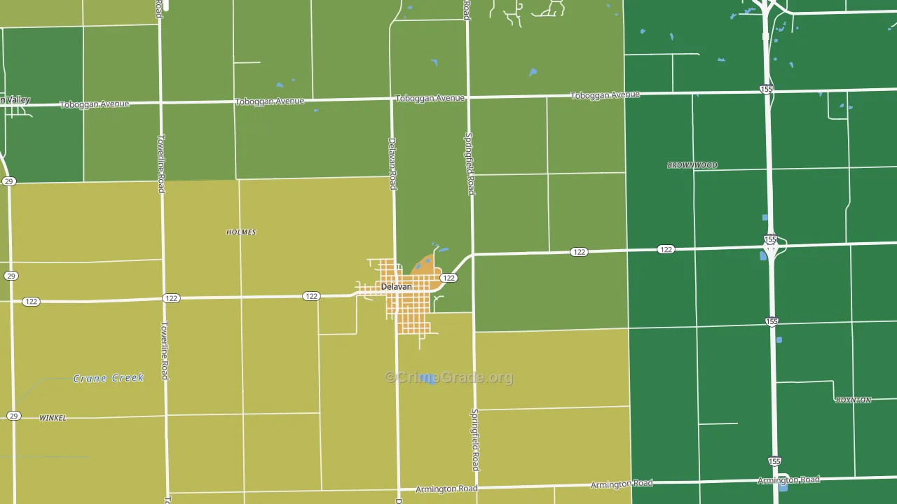 Delavan, IL Map of Theft Rates