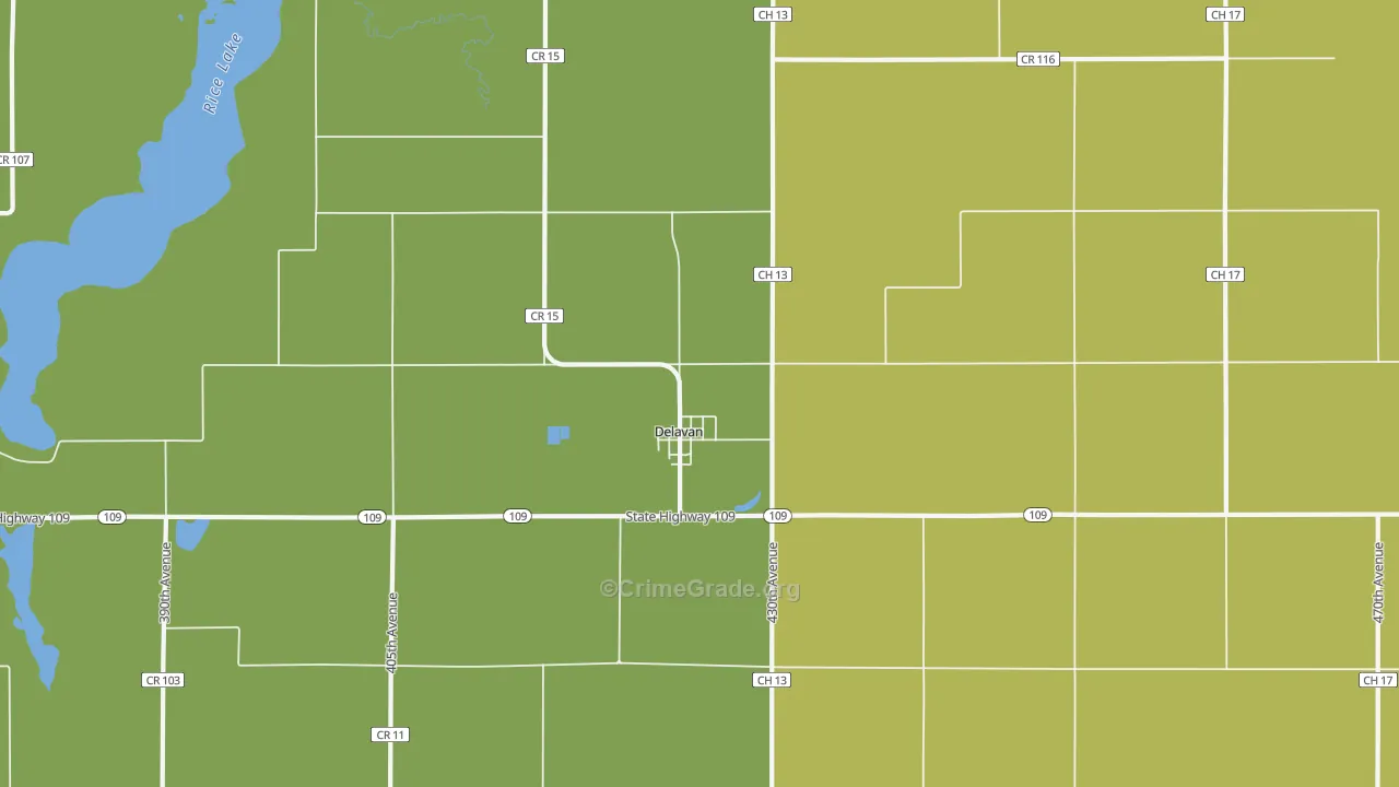 Delavan, MN Map of Theft Rates