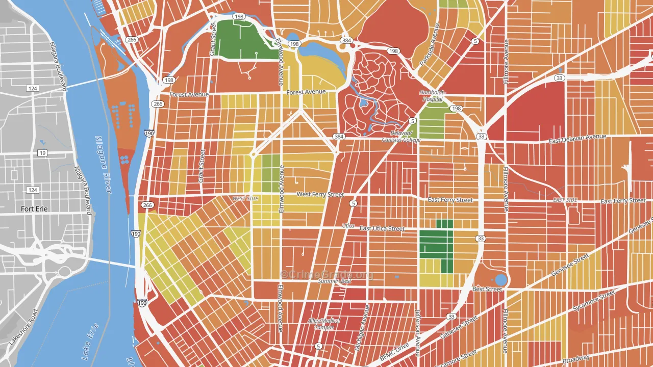 Delaware-West Ferry, Buffalo, NY Map of Theft Rates