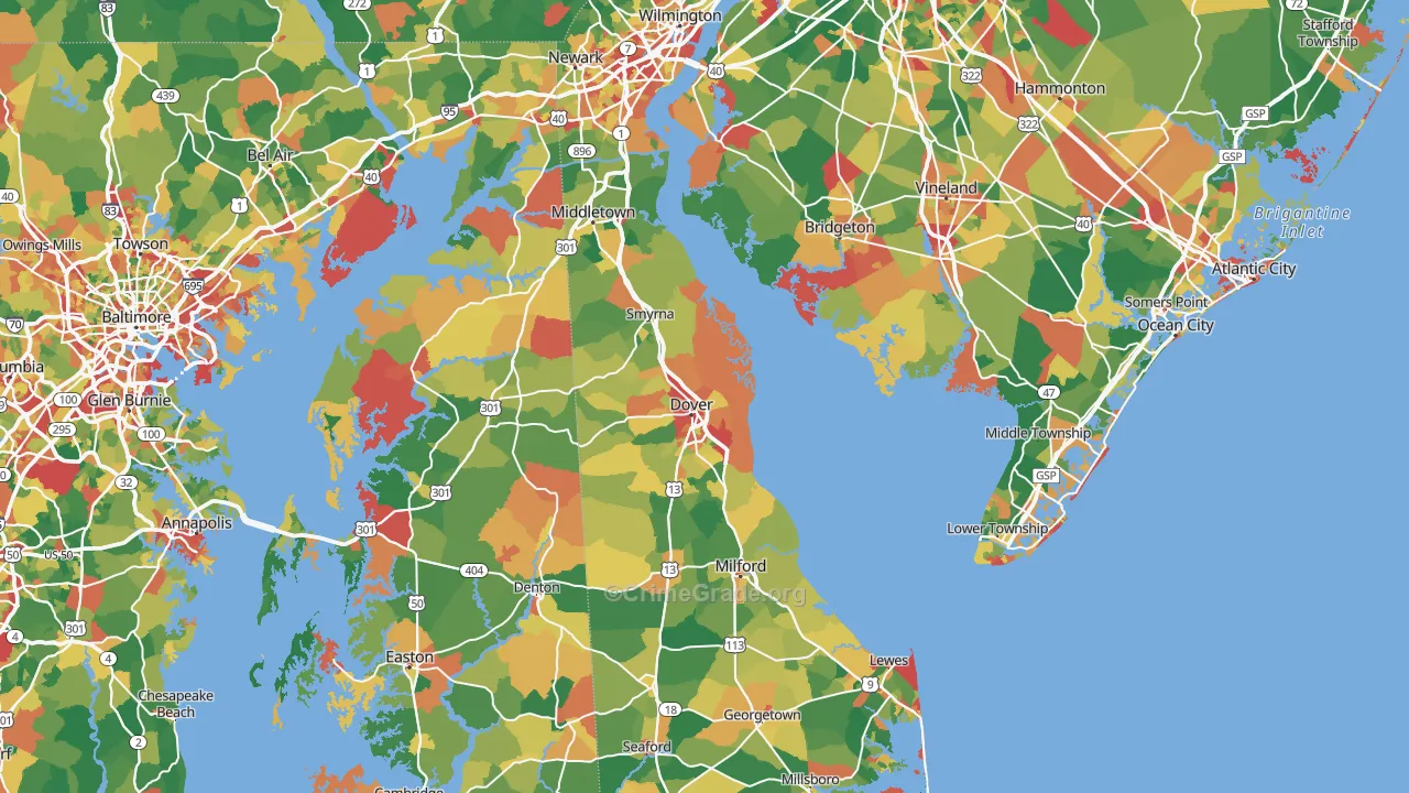 Delaware Map of Theft Rates