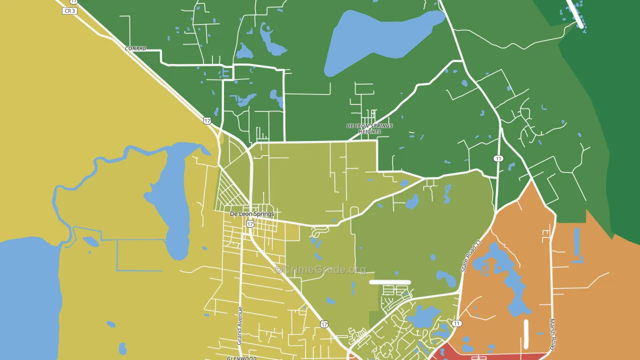 DeLeon Springs, FL Map of Theft Rates