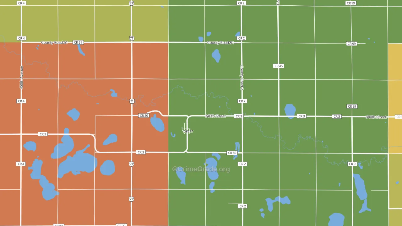 Delft, MN Map of Theft Rates
