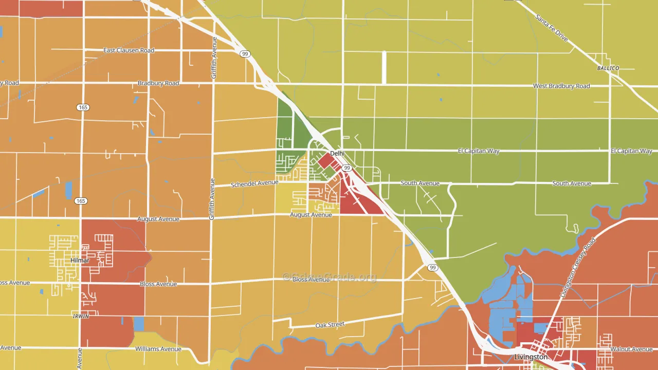 Delhi, CA Map of Theft Rates