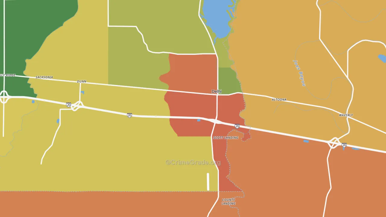 Delhi, LA Map of Theft Rates
