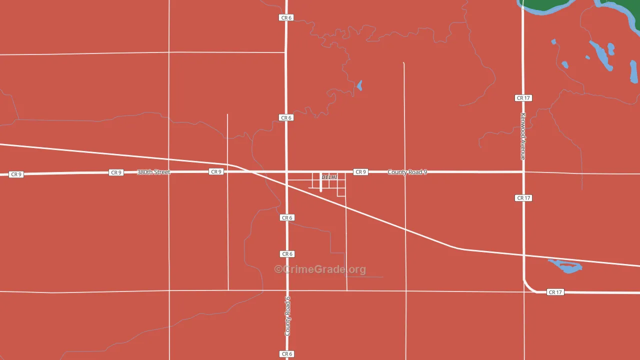 Delhi, MN Map of Theft Rates