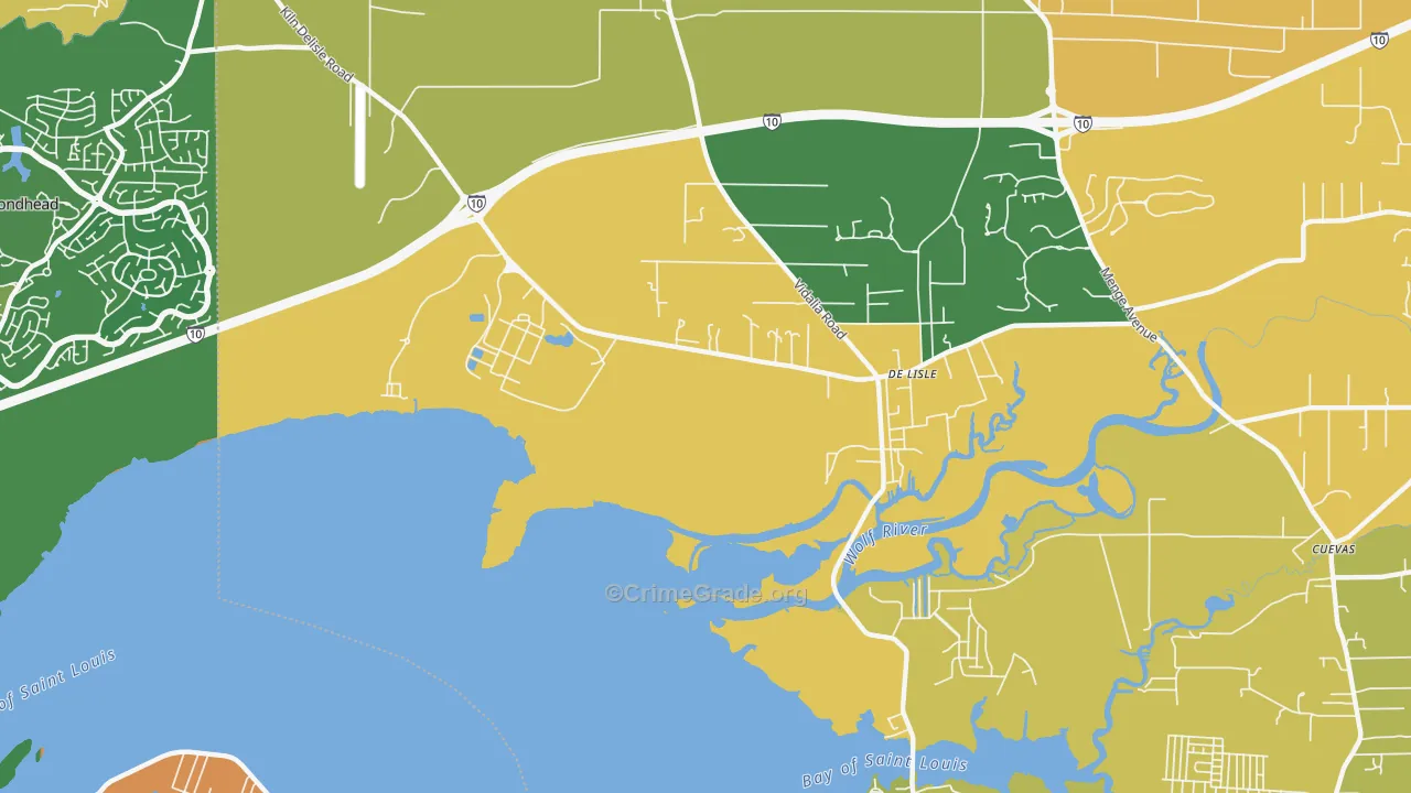 DeLisle, MS Map of Theft Rates