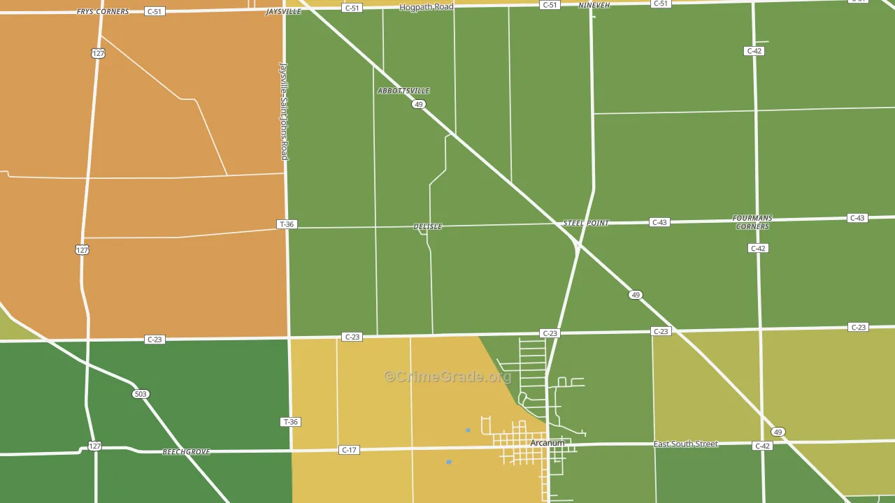 Delisle, OH Map of Theft Rates