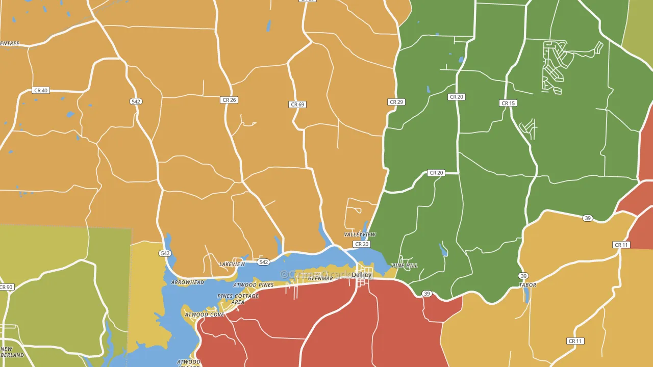Dellroy, OH Map of Theft Rates